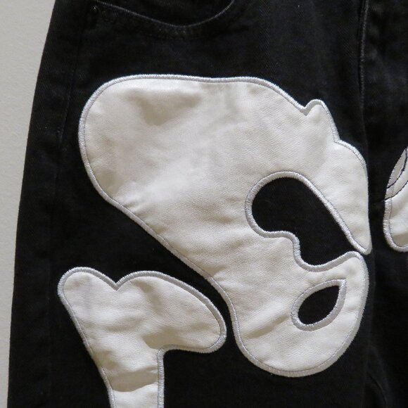 KOLLYY Glass Bones Skeleton Jeans in Black Goth Punk Alt Grunge - Size S - Picture 5 of 13